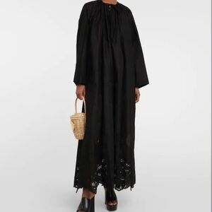 NILI LOTAN Black Nelya Embroidered Cotton Maxi Dress OS NWT